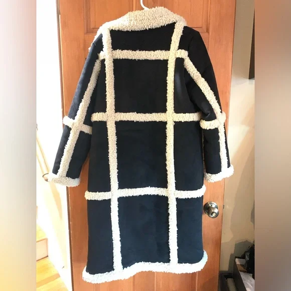 NWT Rebecca Minkoff M Boho Vegan Suede Shearling Wool Designer Coat Black $398 - Picture 12 of 15